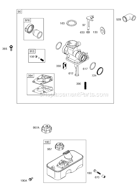 Page C Diagram and Parts List for 9D900SERIES  Briggs and Stratton Engine